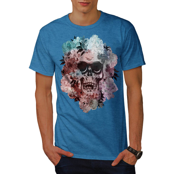 Skull Rose Flowers Mens T-Shirt