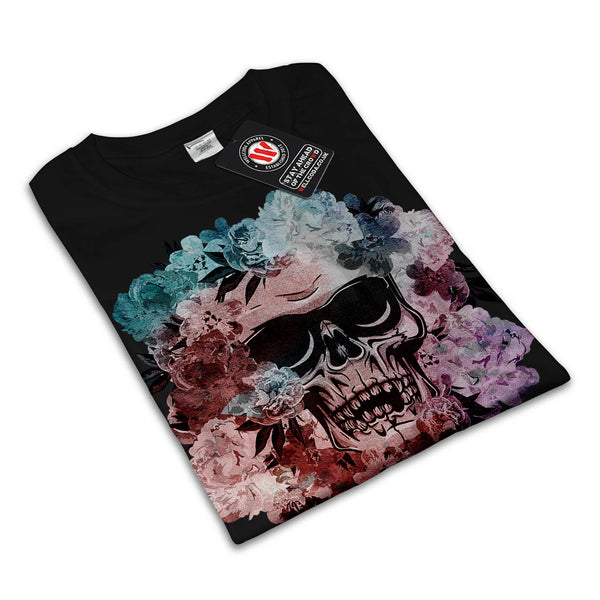 Skull Rose Flowers Mens T-Shirt