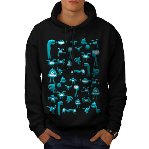 Blue Monster Buddy Mens Hoodie