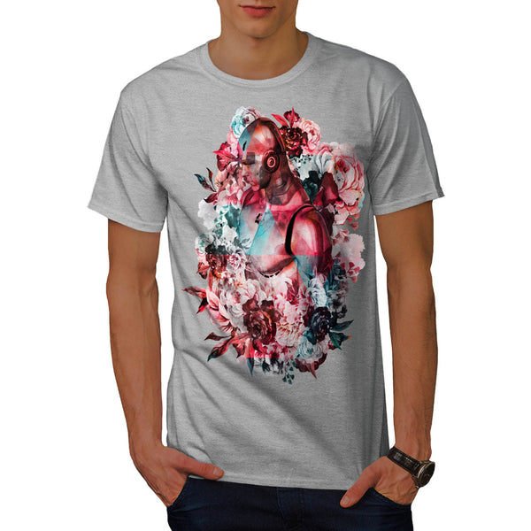 Cyborg Rose Romance Mens T-Shirt