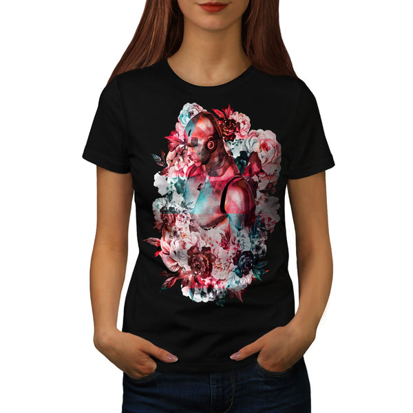 Cyborg Rose Romance Womens T-Shirt
