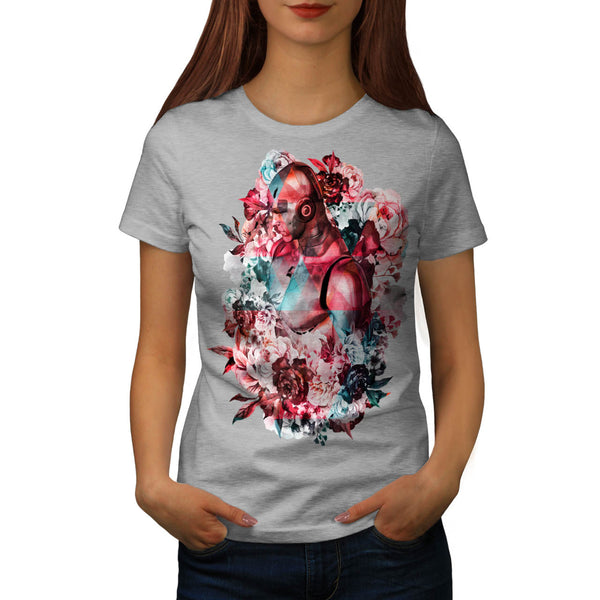 Cyborg Rose Romance Womens T-Shirt