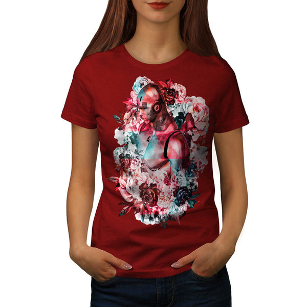 Cyborg Rose Romance Womens T-Shirt
