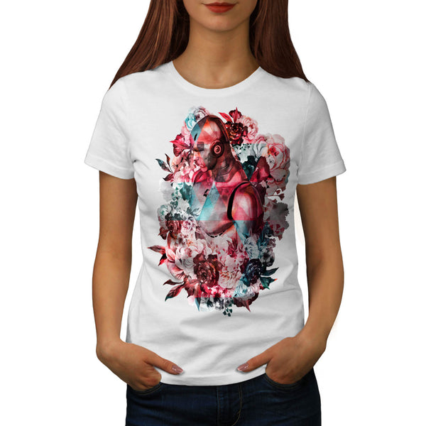 Cyborg Rose Romance Womens T-Shirt