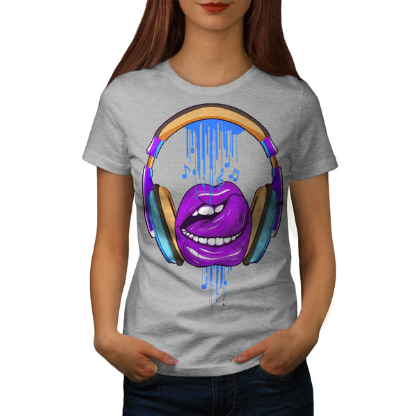 Sexy Lip Headphone Womens T-Shirt