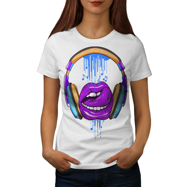 Sexy Lip Headphone Womens T-Shirt