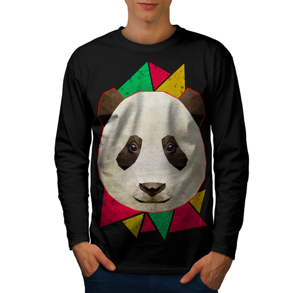 Friendly Panda Smile Mens Long Sleeve T-Shirt