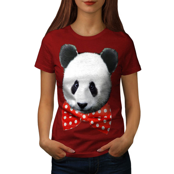 Panda Bow Bear Happy Womens T-Shirt