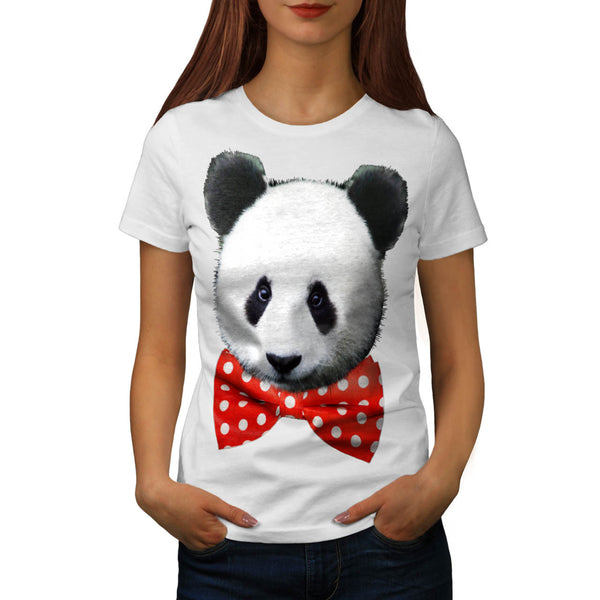 Panda Bow Bear Happy Womens T-Shirt