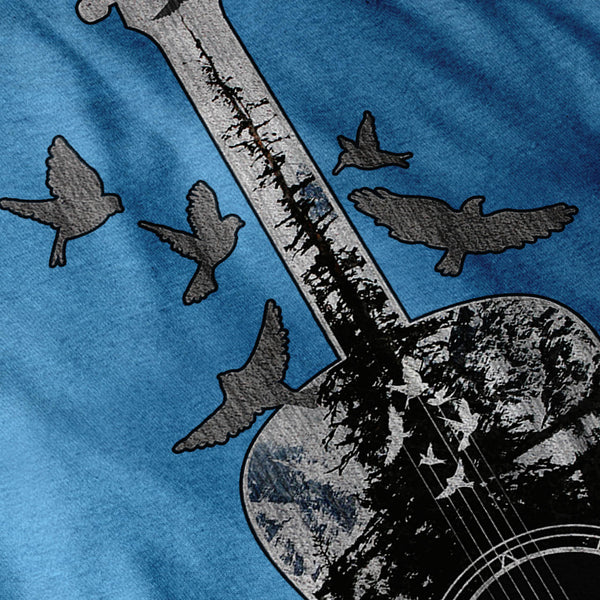 Guitar Forest Bird Mens T-Shirt