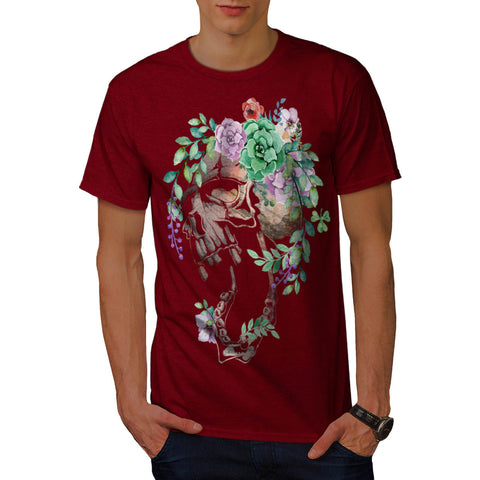 Skull With Rose Mens T-Shirt