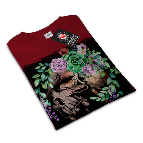 Skull Flower Rose Womens T-Shirt