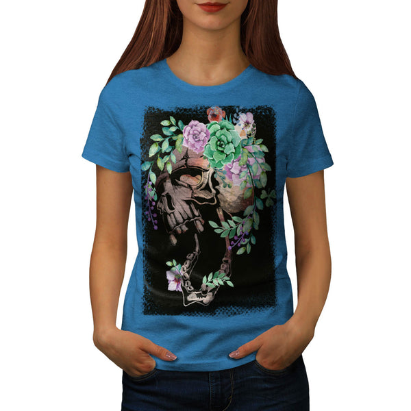 Skull Flower Rose Womens T-Shirt