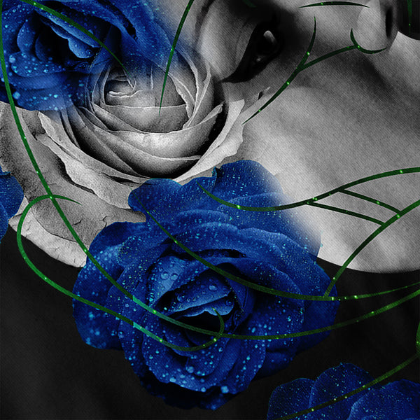 Blue Rose Lady Charm Womens Hoodie