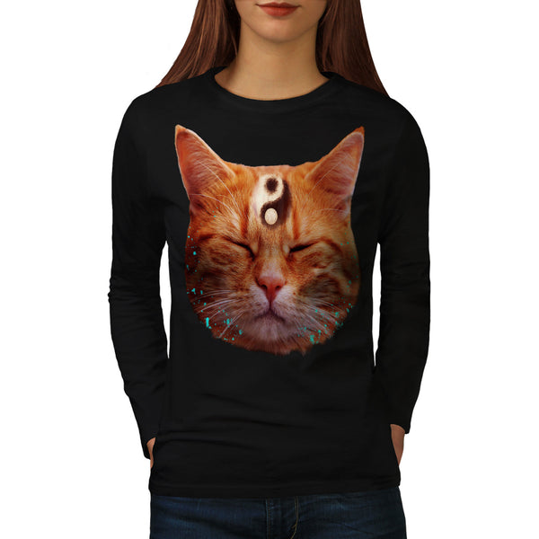 Meditation Zen Cat Womens Long Sleeve T-Shirt