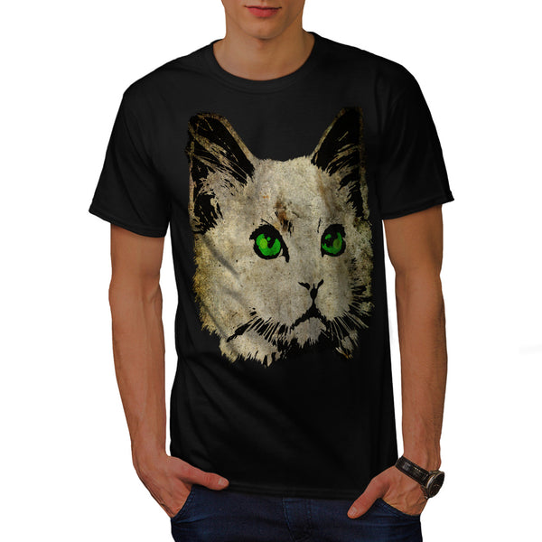 Fluffy Cat Imprint Mens T-Shirt