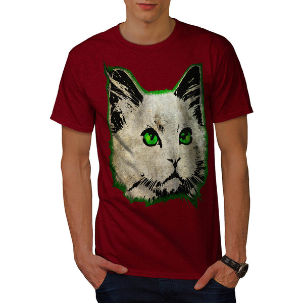 Fluffy Cat Imprint Mens T-Shirt