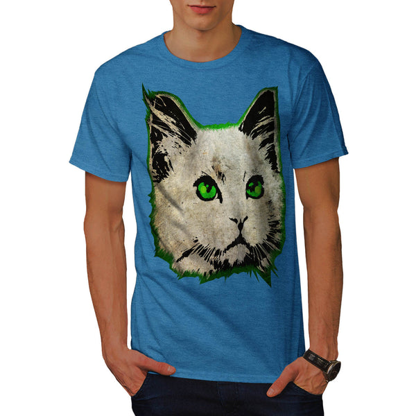 Fluffy Cat Imprint Mens T-Shirt