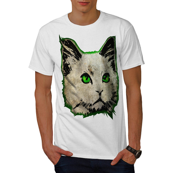 Fluffy Cat Imprint Mens T-Shirt