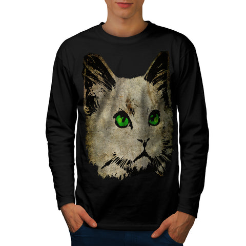 Fluffy Cat Imprint Mens Long Sleeve T-Shirt