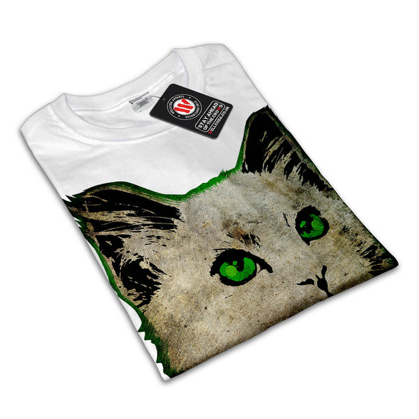 Fluffy Cat Imprint Womens T-Shirt