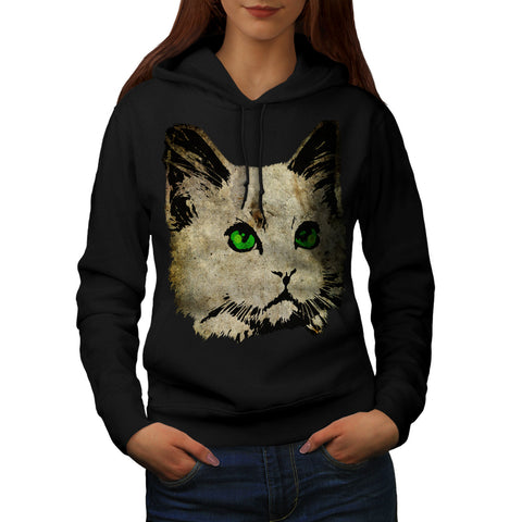 Fluffy Cat Imprint Womens Hoodie