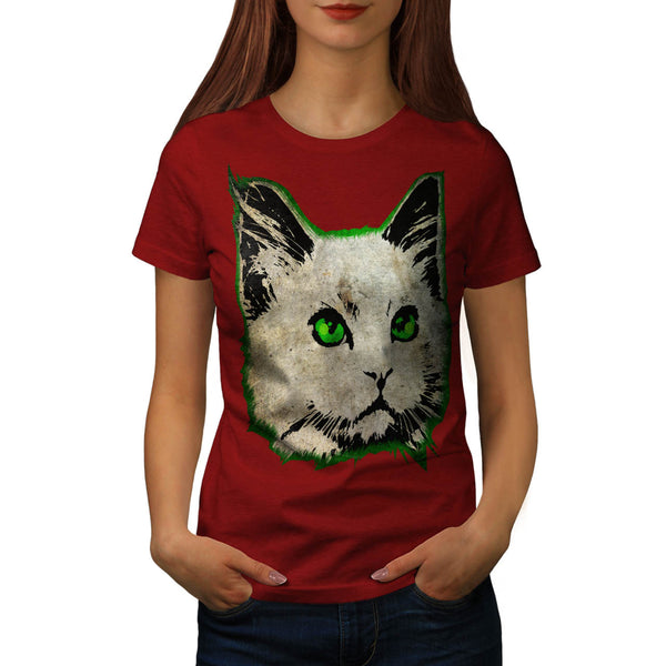 Fluffy Cat Imprint Womens T-Shirt
