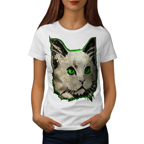 Fluffy Cat Imprint Womens T-Shirt