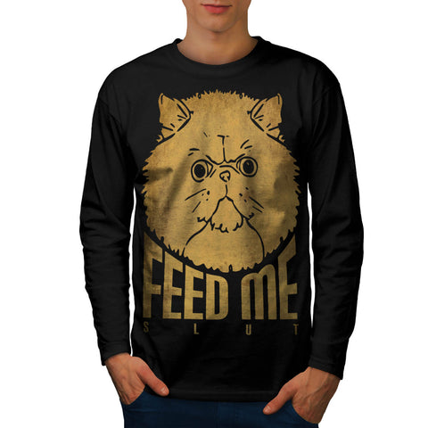 Hungry Kitty Anger Mens Long Sleeve T-Shirt