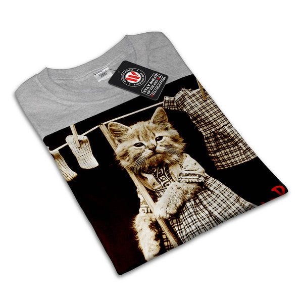 Kitten Doing My Job Womens T-Shirt