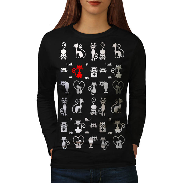 Playful Kitty Game Womens Long Sleeve T-Shirt