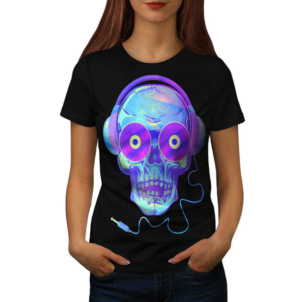 Music Record Skull Womens T-Shirt