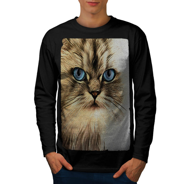 Serious Kitty Cat Mens Long Sleeve T-Shirt