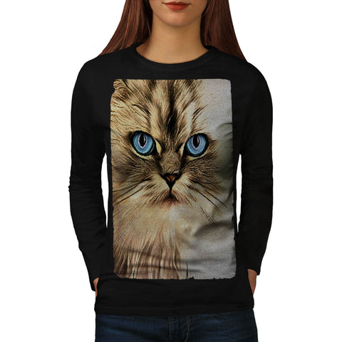 Serious Kitty Cat Womens Long Sleeve T-Shirt