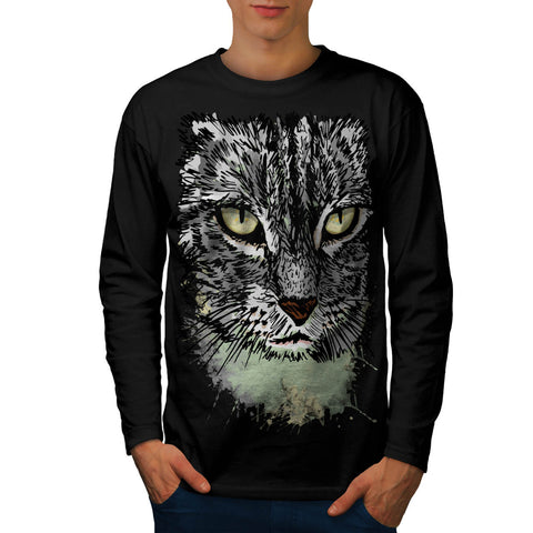 Hunting Cat Danger Mens Long Sleeve T-Shirt