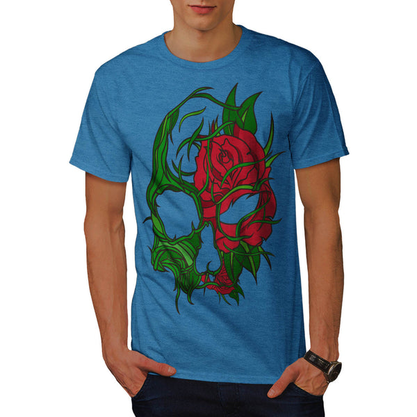 Skull Flowers Rose Mens T-Shirt