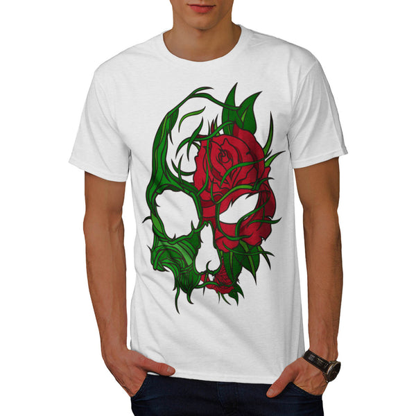 Skull Flowers Rose Mens T-Shirt
