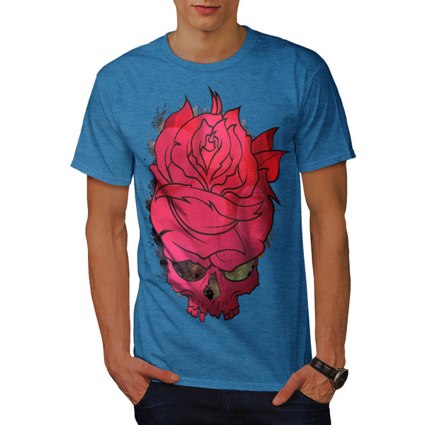 Skull Rose Flowers Mens T-Shirt