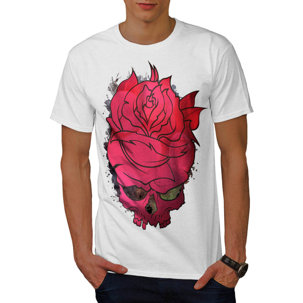 Skull Rose Flowers Mens T-Shirt