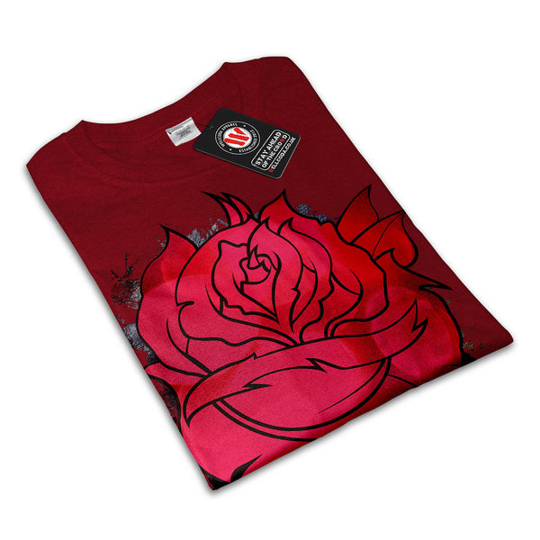 Skull Rose Flowers Mens T-Shirt