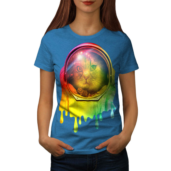 Astronaut Cat Color Womens T-Shirt