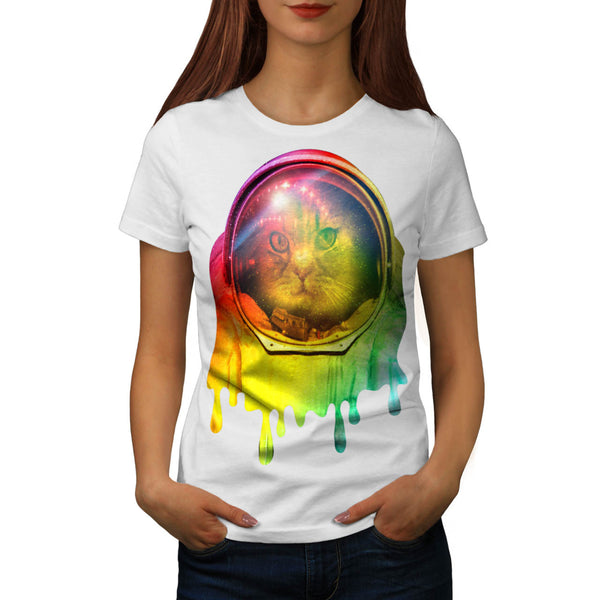 Astronaut Cat Color Womens T-Shirt