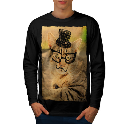 Posh Mister Kitty Mens Long Sleeve T-Shirt