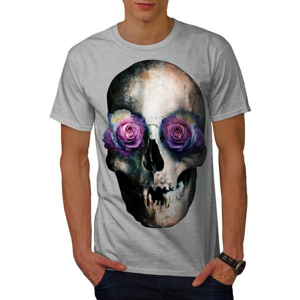 Skull Head Eyes Rose Mens T-Shirt