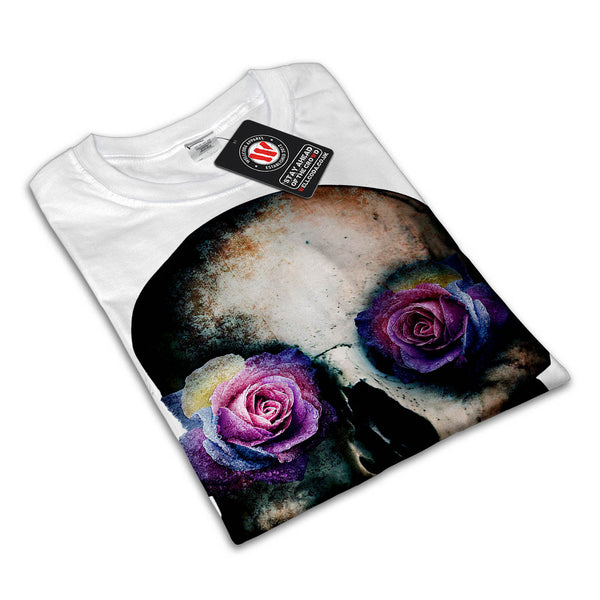 Skull Head Eyes Rose Womens T-Shirt