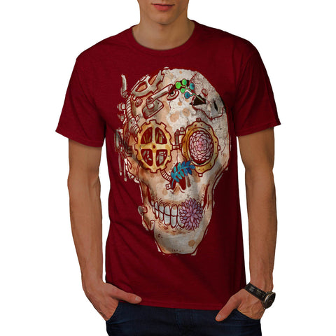 Skull Rose Flowers Mens T-Shirt