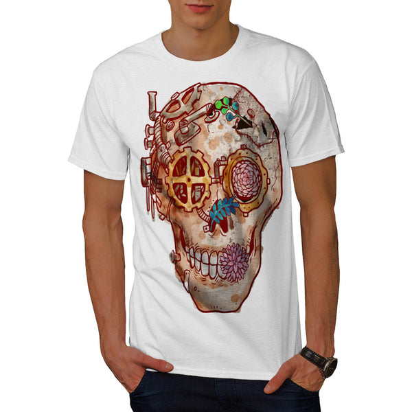 Skull Rose Flowers Mens T-Shirt