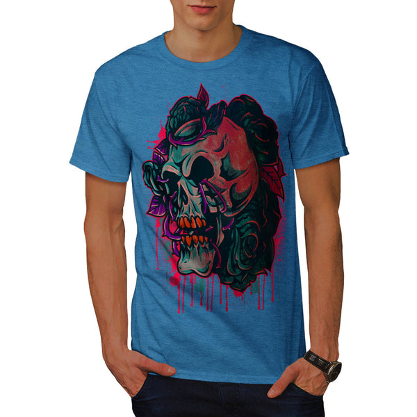 Skull Rose Flowers Mens T-Shirt