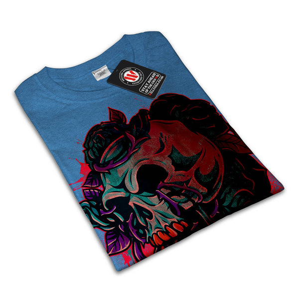 Skull Rose Flowers Mens T-Shirt