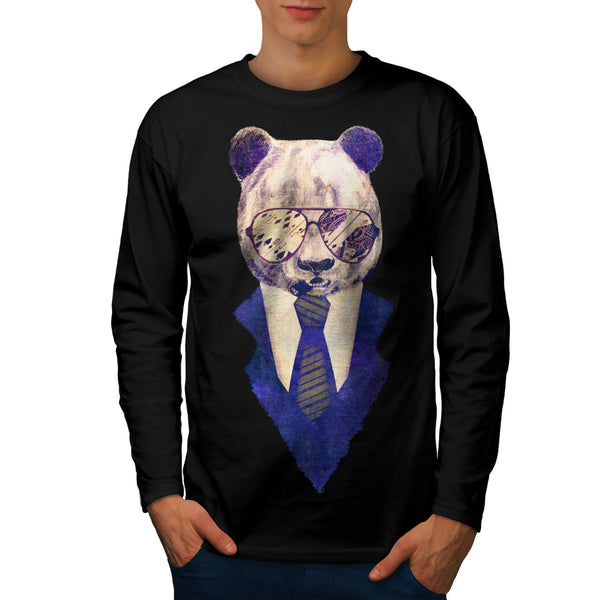 Businessman Panda Mens Long Sleeve T-Shirt